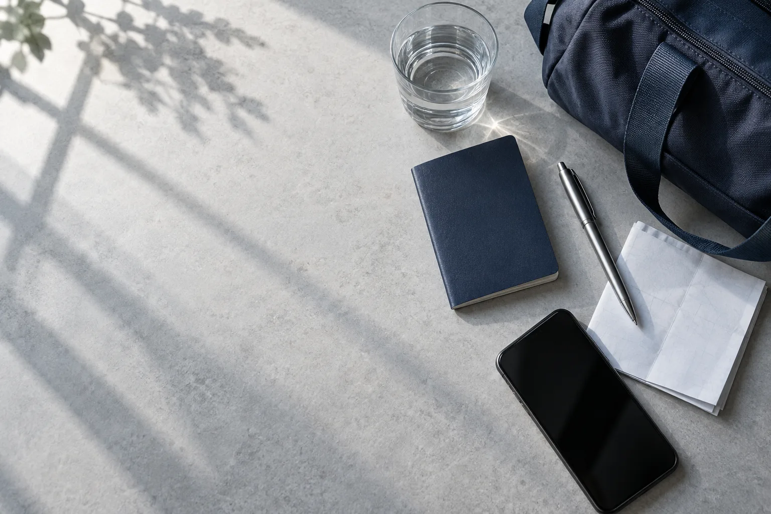 AI concept: phone and travel essentials ready before departure